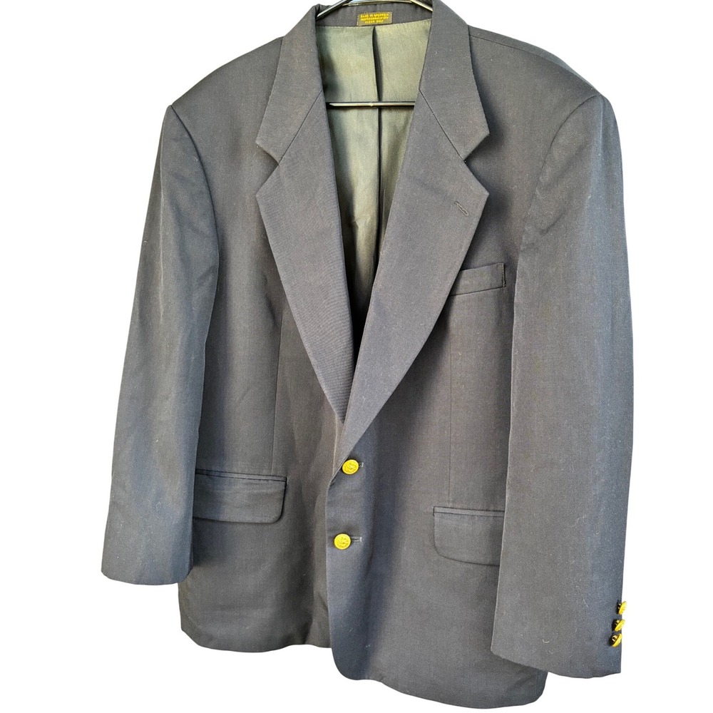 Oscar de la Renta Men's Wool Blazer Navy Blue Sport Coat 46S Gold Buttons‎